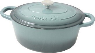 Artisan 7 Quart Enameled Cast Iron Dutch Oven Oval in Slate Grey