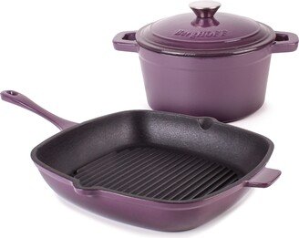 Neo Cast Iron 3 Quart Covered Dutch Oven and 11 Grill Pan, Set of 2