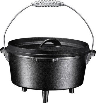 Black Pre-Seasoned Cast Iron 3 Legged Dutch Oven Pot with Lid, Metal Spring Handle, 8.5-Quart