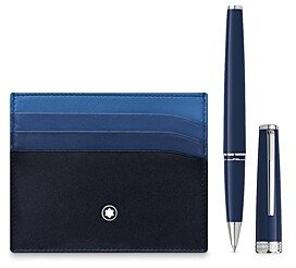 Meisterstuck Pocket Card Holder & Pix Blue Rollerball Pen Set