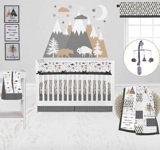 Woodlands Forest Animals Beige/Grey 10 pc Crib Bedding Set with Long Rail Guard Cover