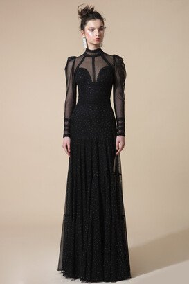 Gemy Maalouf High Neck A-Line Gown