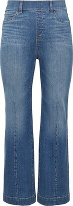 Seamed-Front Wide-Leg Jeans