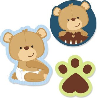 Big Dot of Happiness Baby Boy Teddy Bear - DIY Shaped Baby Shower Party Cut-Outs - 24 Count