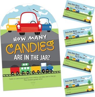 Big Dot Of Happiness Cars, Trains, and Airplanes Party 1 Stand & 40 Cards Candy Guessing Game