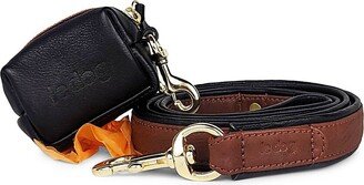 Le Dog 2-Piece Leather Leash & Poop Bag Holder Set