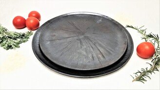 Rustic Black Charger Plate, Wedding Designer Plates, Large Ceramic Dinner Round Tray, Modern Plate