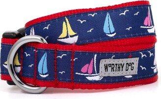 The Worthy Dog Sailboats Dog Collar - Navy - S