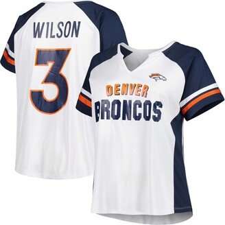 Women's Russell Wilson White Denver Broncos Plus Size Notch Neck T-shirt