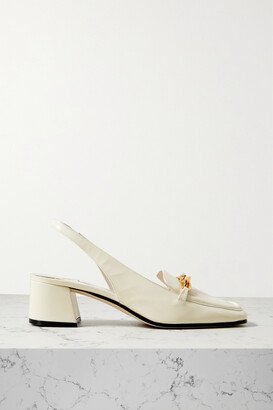 Diamond Tilda 45 Embellished Patent-leather Slingback Pumps - White