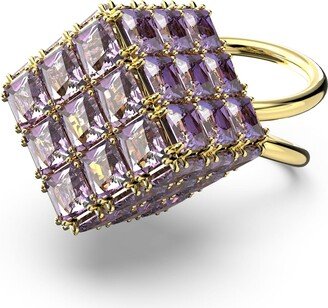 Curiosa cocktail ring, Square cut, Purple, Gold-tone plated