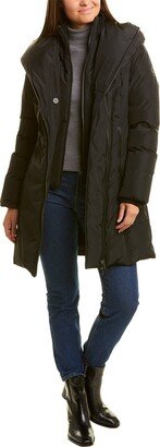 Kay Leather-Trim Down Coat-AA