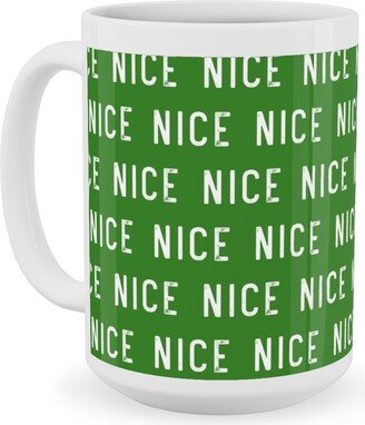 Mugs: Nice - Green Ceramic Mug, White, 15Oz, Green