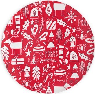 Plates: Peace & Joy Christmas - Red Plates, 10X10, Red