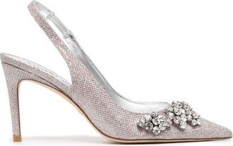 Stuart Crystal Fleur 80mm slingback pumps