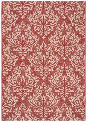 Courtyard Red and Creme 4' x 5'7 Outdoor Area Rug - Red / Crem