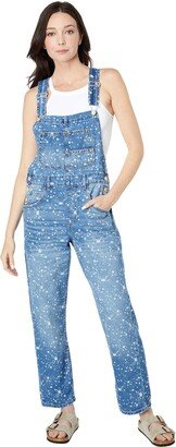 We The Free Ziggy Denim Overalls Bleach Splatter Perf LG