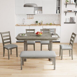 6-Piece Rubber Wood Dining Table Set