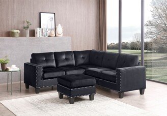 GREATPLANINC Modern Sectional Sofa, L-Shape Tufted Seating Sofa with Metal Nailhead Trim for Dorm Rooms, Apartments, Smaller Homes