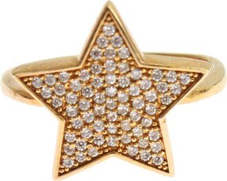 Nialaya Star Gold 925 Silver Womens Clear Ring