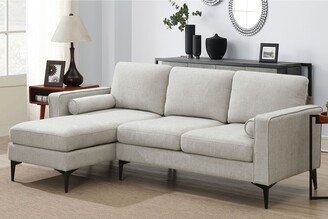 GREATPLANINC 86 L-shape Couch Set Chenille Sofa Set w/ Reversible Chaise & Pillow