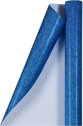 JAM Paper & Envelope JAM PAPER Royal Blue Glitter Gift Wrapping Paper Roll - 1 pack of 25 Sq. Ft.