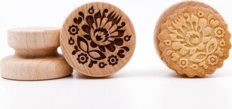 No. 051 Wooden Stamp Deeply Engraved Folk Flowers, Christmas Gift, Toys, Stamp, Baking Gift, Folk