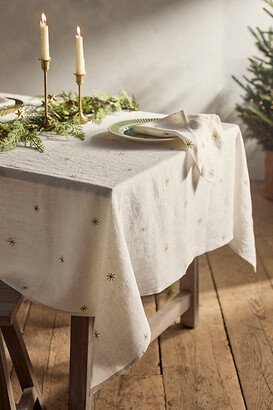 Star Embroidered Linen Tablecloth