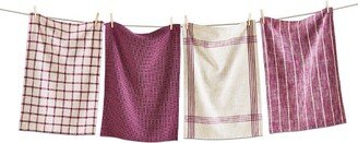 tagltd Canyon Woven Dishtowel Set Of 4 Plum Dish Cloth For Drying Dishes And Cooking