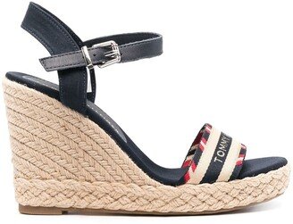 Logo-Print Detail Wedge Sandals