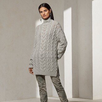 Ralph Lauren Cable-Knit Cashmere Funnelneck Sweater