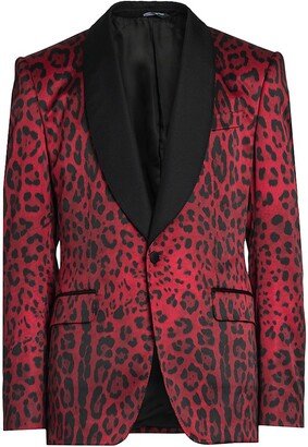 Single-Breasted Leopard-Print Blazer