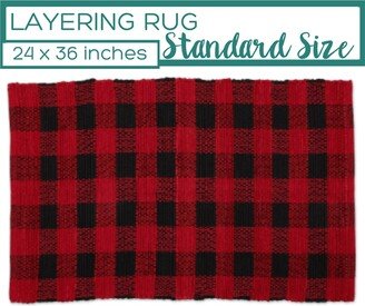 Plaid Layering Rug, Doormat Christmas Rag Accent Buffalo Check Black & Red Area Decor