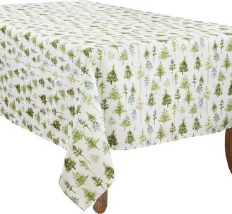 Saro Lifestyle Winter Tablecloth With Forest Trees Design, Green,