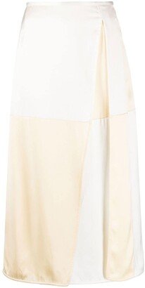 Colour-Block Silk Midi Skirt