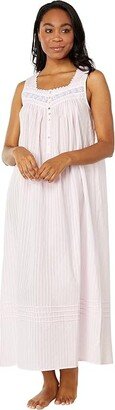 Cotton Dobby Stripe Woven Sleeveless Ballet Nightgown (Blush) Women's Clothing