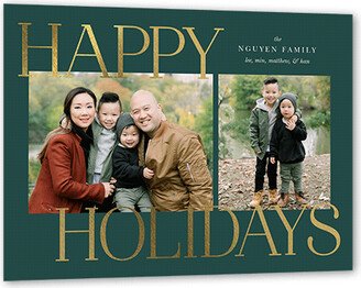 Holiday Cards: Luminous Lettering Holiday Card, Gold Foil, Green, 6X8, Holiday, Matte, Signature Smooth Cardstock, Square