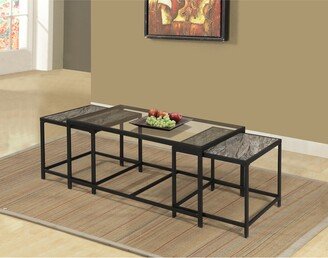 Titanic Furniture Savannah 3-Piece Metal Coffee Table Set with Faux Marble - 3-Piece Set