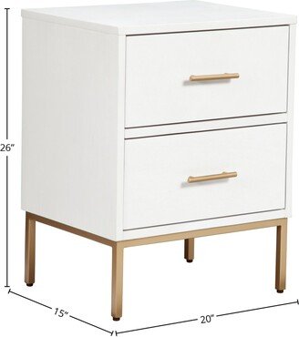 Madelyn Two Drawer Wood Nightstand in White