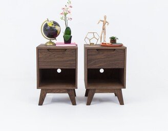 Modern Nightstand Set in Walnut The Gemini