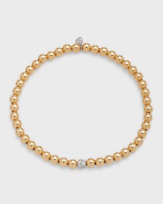 14k White Gold Diamond Bead Ball Bracelet