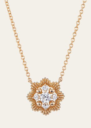 Oscar Massin Lace Flower 18K Recycled Yellow Gold and Lab Grown Diamond Small Pendant Necklace