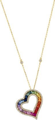 Multi-Sapphire (2-1/20 ct. t.w.) & Diamond (1/2 ct. t.w.) Heart 18 Pendant Necklace in 14k Gold