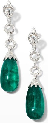 Alexander Laut White Gold Teardrop Zambian Emerald and Diamond Earrings