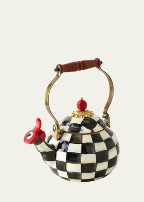 Courtly Check Enamel Whistling Tea Kettle-AA