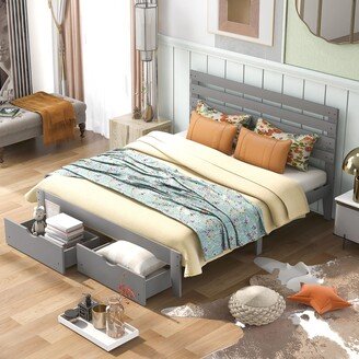 GEROJO Queen Size Platform Bed with Drawers & Headboard