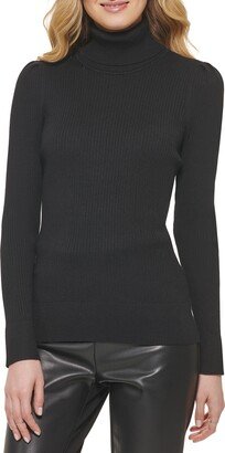 Puff Sleeve Rib Turtleneck Sweater