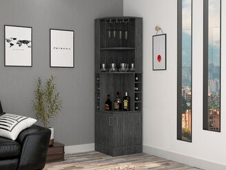 Corner Bar Cabinet With Eight Bottle Cubbies