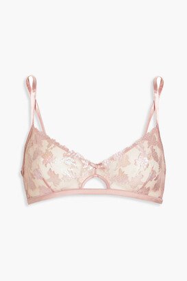 Embroidered silk-blend satin and tulle triangle bra