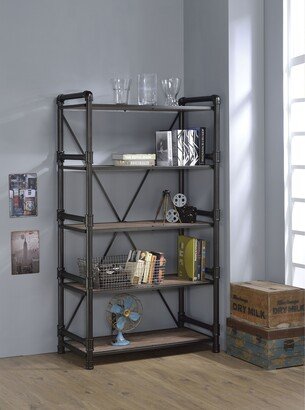 CDecor Catenna Rustic Oak and Black 5-shelf Bookcase